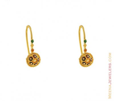 Gold enamel paint earring ( 22Kt Gold Fancy Earrings )