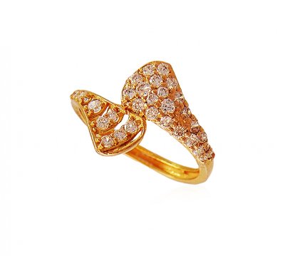 Stylish 22k Gold Ring with stones ( Ladies Signity Rings )