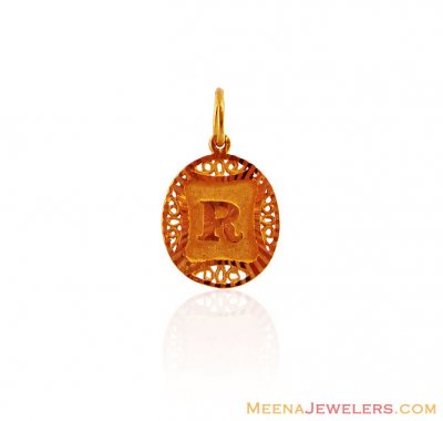 22Kt R Initial Pendant ( Initial Pendants )