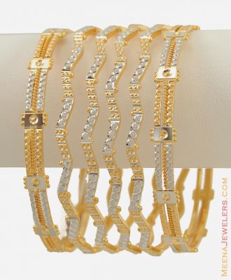 Gold Two Tone Bangle Set (22K) ( Set of Bangles )