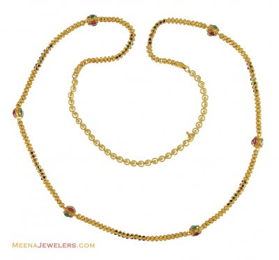 22K Stones Long Fancy Chain(27) ( 22Kt Long Chains (Ladies) )