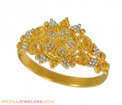 Gold Two Tone Ladies Ring ( Ladies Gold Ring )