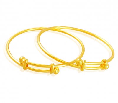 22K Adjustable Kids Kada (2PCs) ( Baby Bangles )