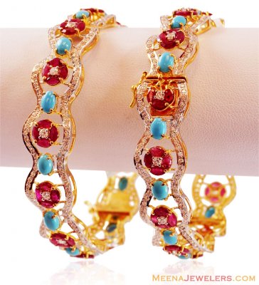 Designer Gold Kadas ( Precious Stone Bangles )