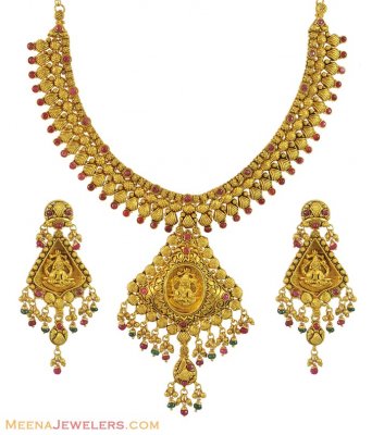 22k Designer Temple jewelry ( Antique Necklace Sets )