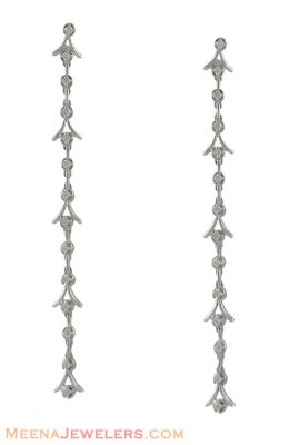 18 K Gold Long Earrings - ErEx7875 - 18 kt White Gold Long Exquisite ...