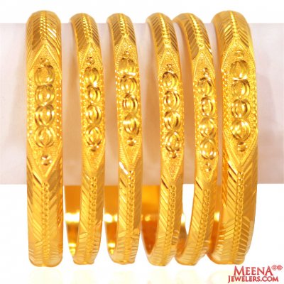 22K Gold Bangles Set of 6 ( Set of Bangles )