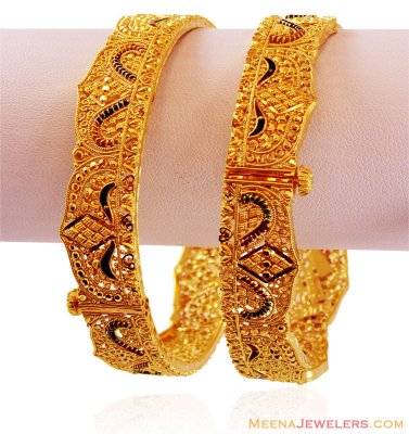 Meenakari Gold Kada (2PC) - BaKa17029 - 22K Gold Kada (2PCs). Kada is ...