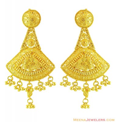 22k Designer Filigree Earrings ( Long Earrings )