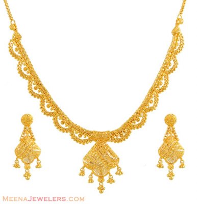 Gold Designer Necklace Set ( 22 Kt Gold Sets )