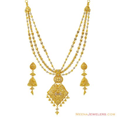 22K Elegant Rhodium Necklace Set ( 22 Kt Gold Sets )