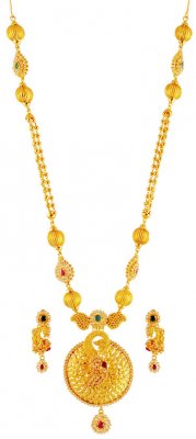 22K Gold Peacock Necklace Set ( Gold Designer Sets )