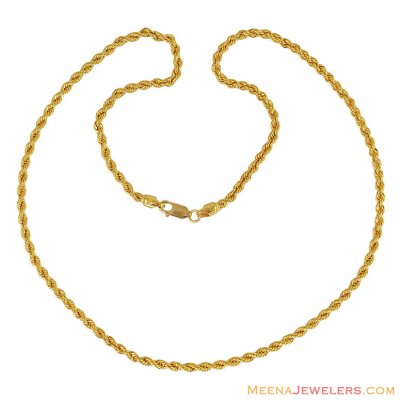 22K Hollow Rope Chain (18 Inches) ( Plain Gold Chains )