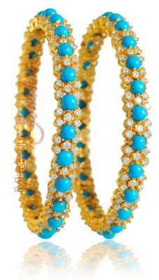 22Kt Bangle With Turquoise ( Precious Stone Bangles )