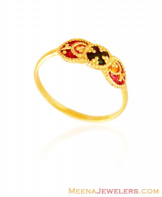 22K Gold Meenakari Kids Ring ( 22Kt Baby Rings )