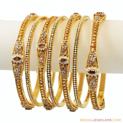 22k Antique 2Tone Bangles Set(7 Pc) ( Set of Bangles )