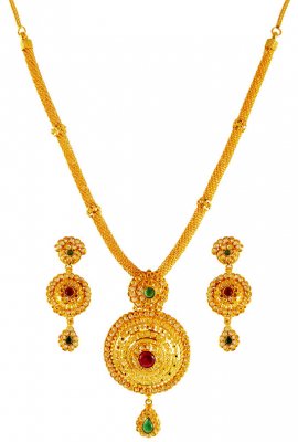 22kt Gold Precious Stones Set ( Gold Designer Sets )