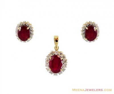 Diamond, Ruby Pendant Set ( Diamond Pendant Sets )