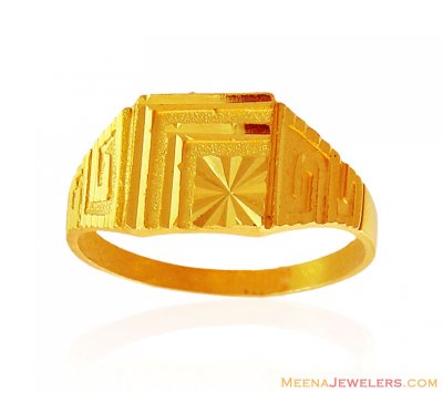 22k Mens Gold Ring Fancy Style ( Mens Gold Ring )