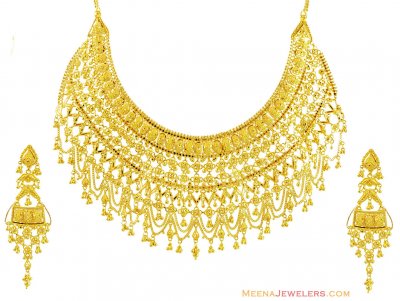 22K Filigree Bridal Necklace Set ( Bridal Necklace Sets )