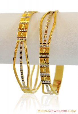 Fancy 2 Tone Rhodium Bangles 22k ( Two Tone Bangles )