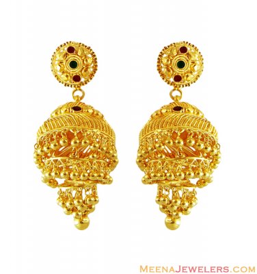 22k Meenakari Chandelier Earrings ( 22Kt Gold Fancy Earrings )