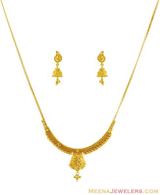 22K Gold Fancy Light Necklace Set ( Light Sets )