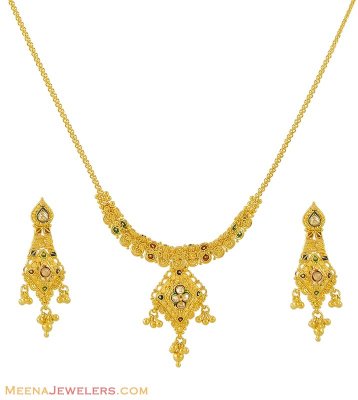 22Kt Meenakari Necklace Set ( Light Sets )