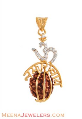 Gold Om and Rudraksha Pendant ( Om Pendants )