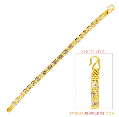 22K Two Tone Mens Bracelet ( Men`s Bracelets )