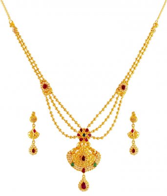 Designer Stones 22k Necklace Set ( Gold Designer Sets )