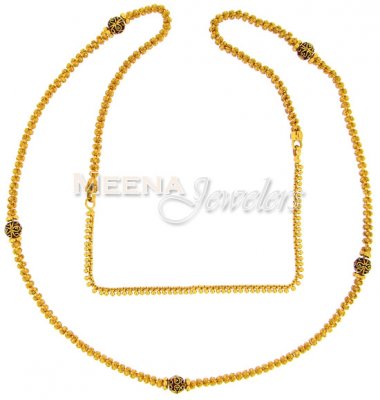 22 Kt Gold Fancy Long Chain with Meenakari ( 22Kt Gold Fancy Chains )