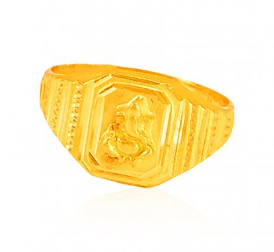 22K solid Gold Ganesha Mens Ring ( Religious Rings )