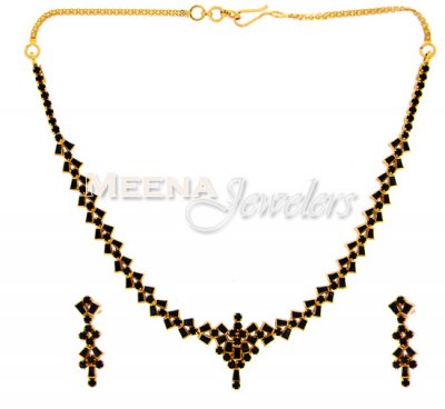 22 Kt Gold Sapphire Set ( Sapphire Necklace Sets )