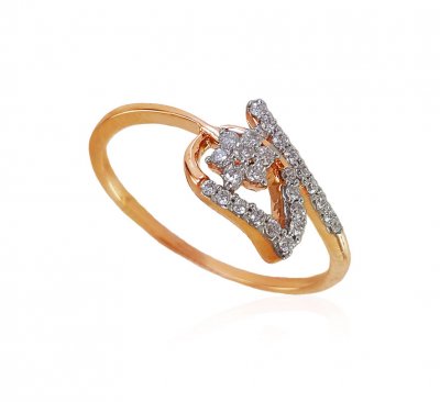 18k Rose Gold Diamond Ladies Ring ( Diamond Rings )