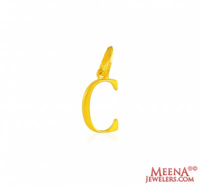 22Kt Gold Pendant with C Initial ( Initial Pendants )