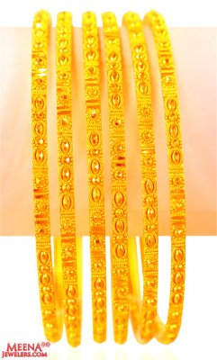 22k Gold filigree Bangles (6 pcs) ( Gold Bangles )