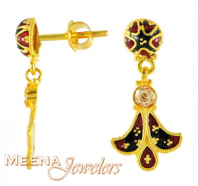 Gold MeenaKari Earrings ( 22Kt Gold Fancy Earrings )