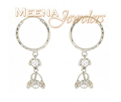 22Kt White Gold Hoop Earrings ( Hoop Earrings )