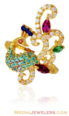 Beautiful 22K Gold Peacock Ring ( Ladies Signity Rings )