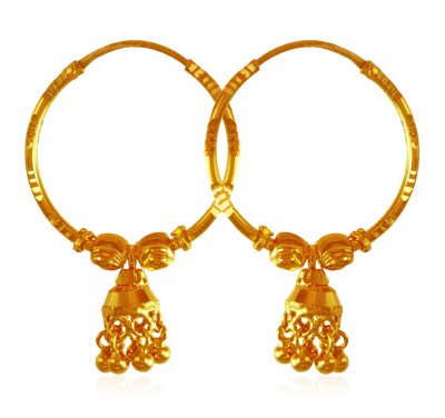 22K Gold Balls Bali  ( Hoop Earrings )