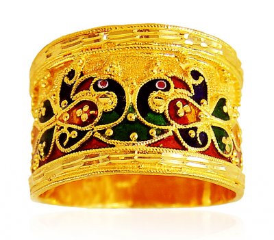 22K Gold Meenakari Ring ( Ladies Gold Ring )