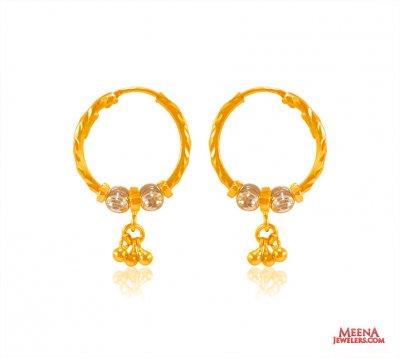 Two tone Gold Hoops (22 kt) ( Hoop Earrings )