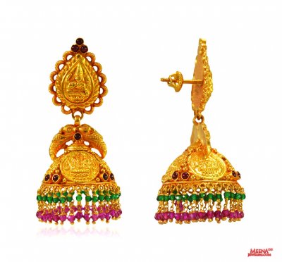 22 Karat Gold Jhumki Earrings ( Exquisite Earrings )