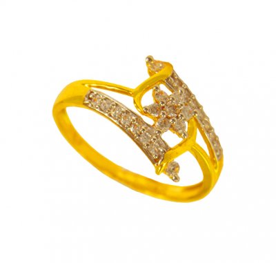 22k Gold Designer CZ Ring  ( Ladies Signity Rings )