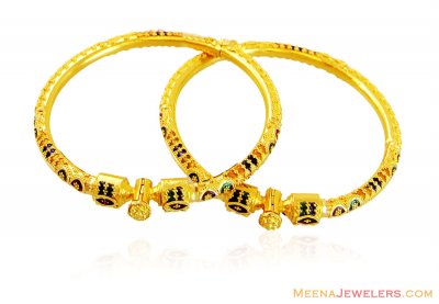 22K Kids Pipe Kada Meenakari (2Pcs) ( Baby Bangles )