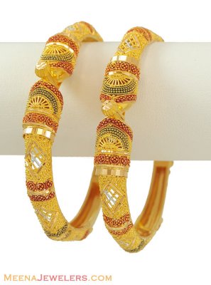 Gold Three tone Bangles ( Kadas )