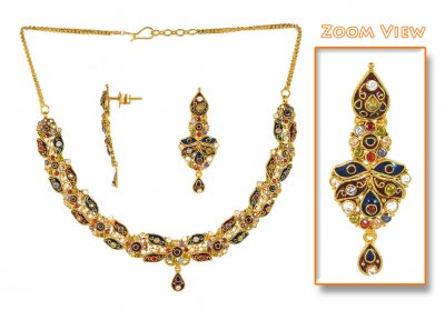 22Kt Gold Antique Necklace Set ( Antique Necklace Sets )