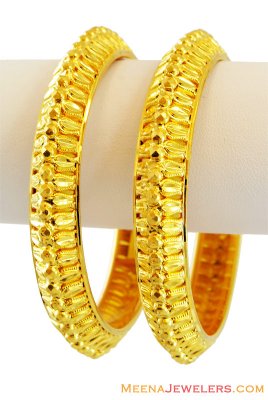 22k Fancy Gold Bangles (2 Pc) ( Gold Bangles )