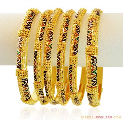 22k Designer Meenakari Bangles Set  ( Set of Bangles )